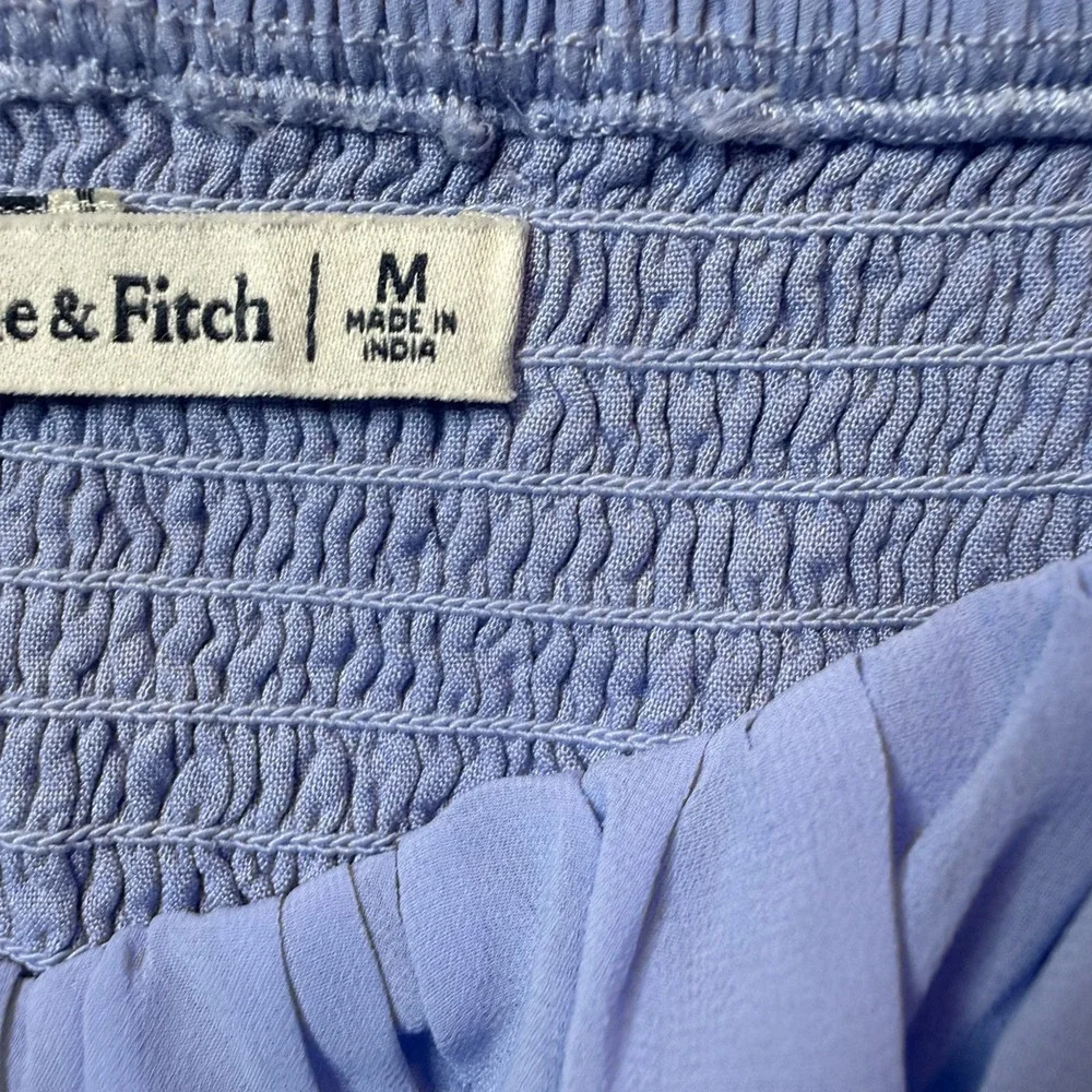 Abercrombie & Fitch Women's M Lavender Ruched Puff Sleeve Crop Top Coquette Y2K